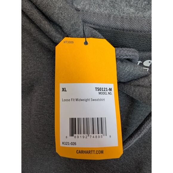 Carhartt Hoodie Mens Size XL Gray Loose Fit Midweight Long Sleeve TS0121-M NWT - Picture 3 of 5